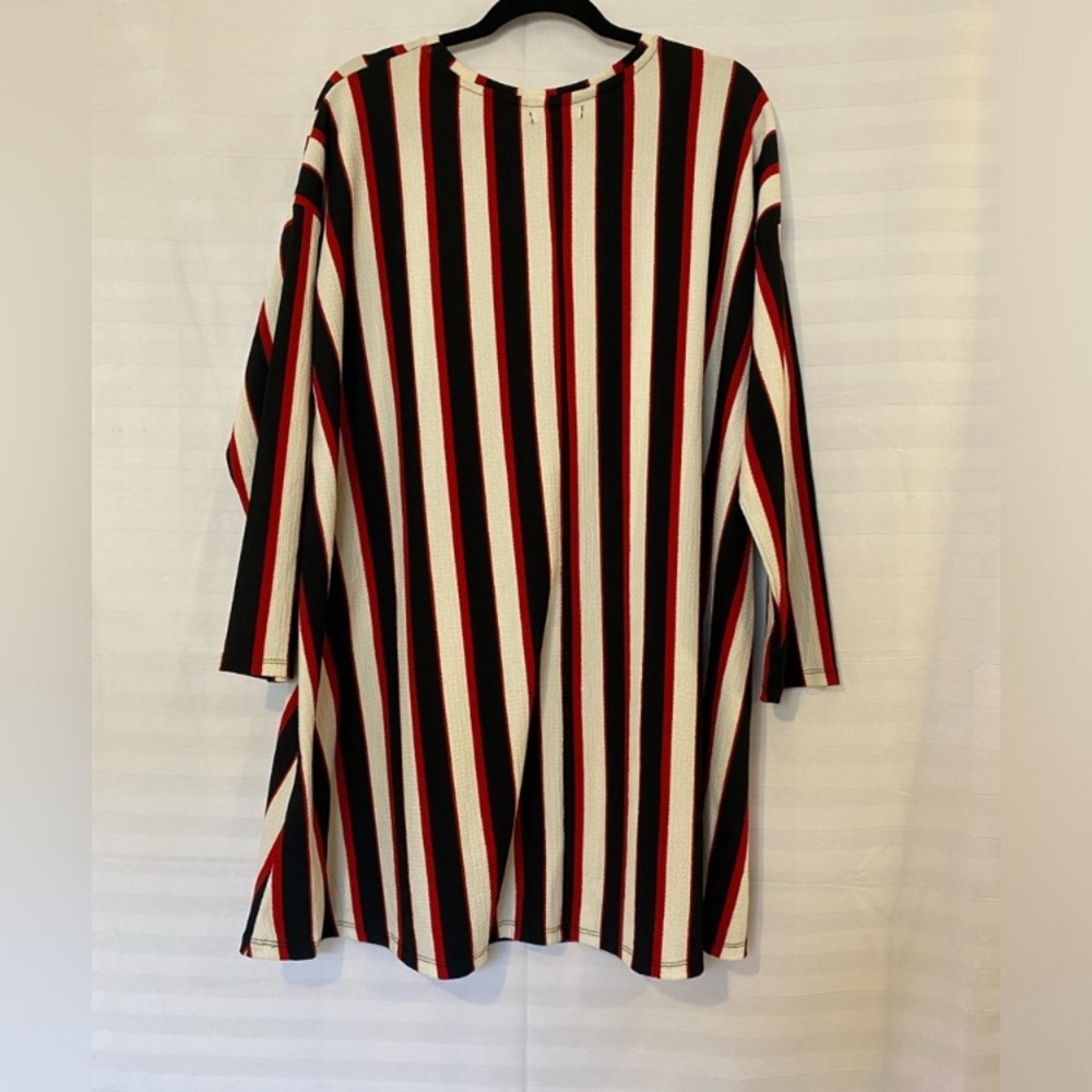 Zara Womens Navy Red Striped Dress Small Oversized Crewneck Long Sleeve Nautical